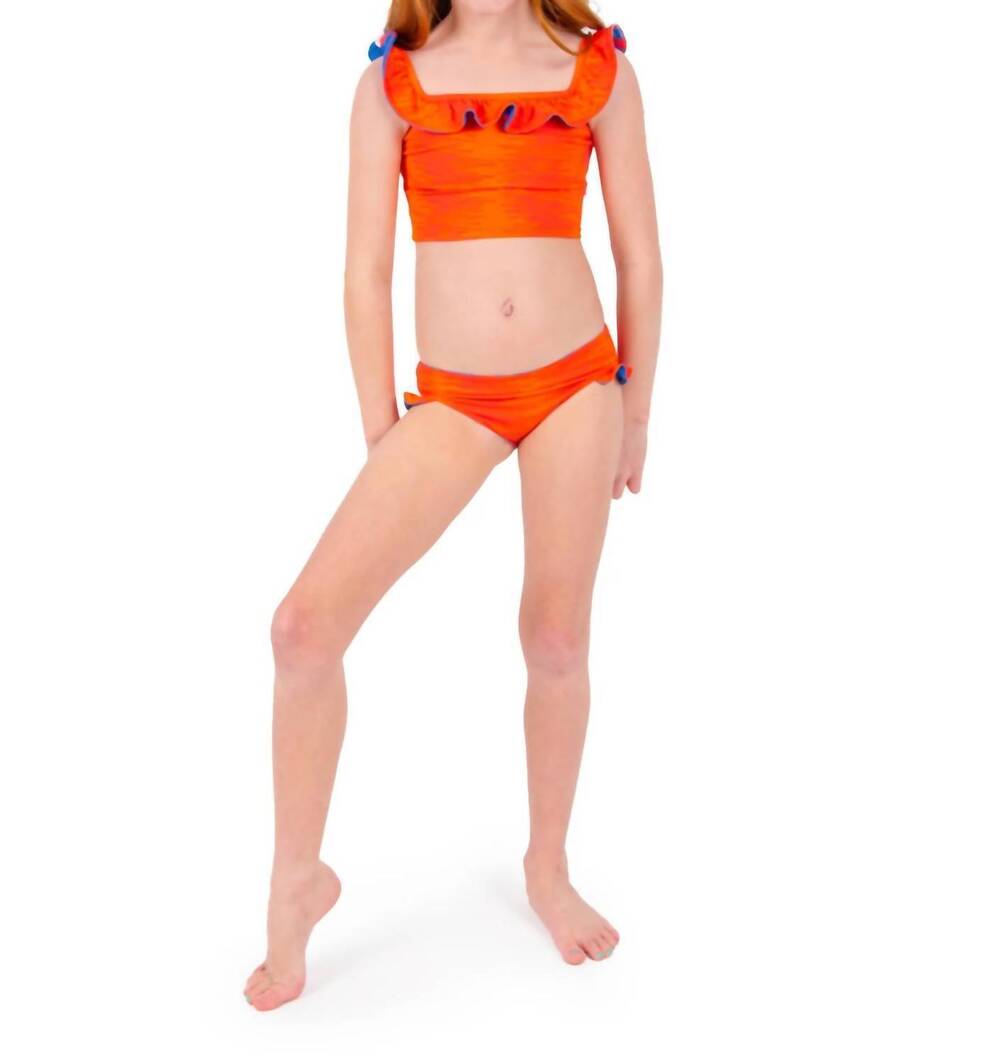 NEW EMILY MCCARTHY girls lil lola swimsuit set in orange